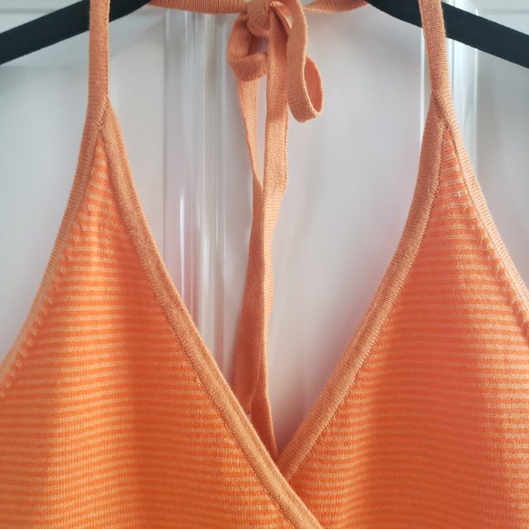 Mossimo Halter Neck Sleeveless Stripe Orange Womens Top SZ M, NWT - Picture 4 of 15